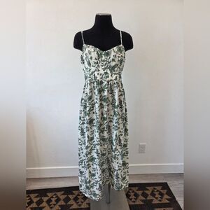 Inspired Hearts Maxi Dress Green White Floral Cottagecore Corset Renfair Maiden